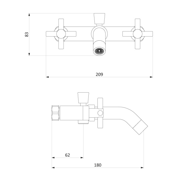 Смеситель для ванны RedBlu by Damixa Neo Classic 271000000 графит матовый