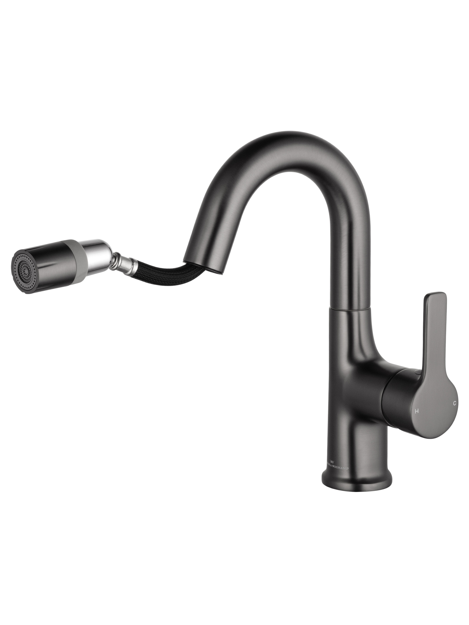 Смеситель для раковины с гигиеническим душем Wonzon & Woghand WW-FE01L212-BGG темный графит брашированный