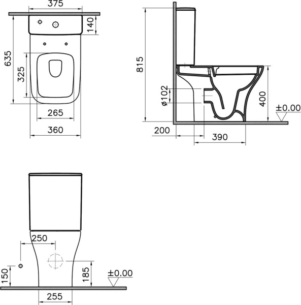 Унитаз-компакт безободковый с сиденьем микролифт VitrA Polar 9843B003-7201 Унитаз-компакт безободковый с сиденьем микролифт VitrA Polar 9843B003-7201