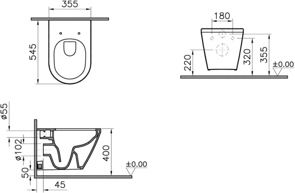Подвесной безободковый унитаз VitrA Integra Round 7041B003-0075 Подвесной безободковый унитаз VitrA Integra Round 7041B003-0075