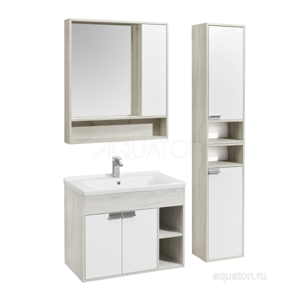 Тумба под раковину Aquaton Флай 80 см 1A237401FAX10 подвесная дуб светлый