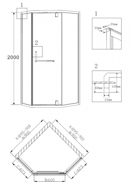 Душевой уголок 90x90 GROSSMAN Pragma PR-90GD Душевой уголок 90x90 GROSSMAN Pragma PR-90GD