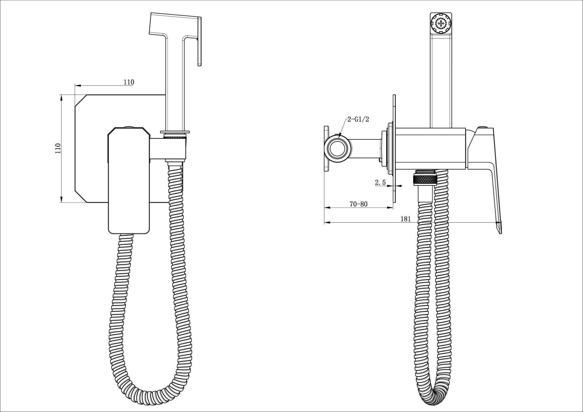 Гигиенический душ Wonzon & Woghand Diamond WW-88829011-BN никель брашированный