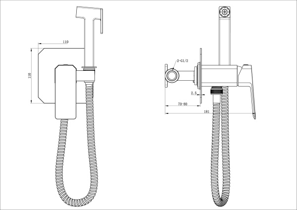 Гигиенический душ Wonzon & Woghand Diamond WW-88829011-BN никель брашированный