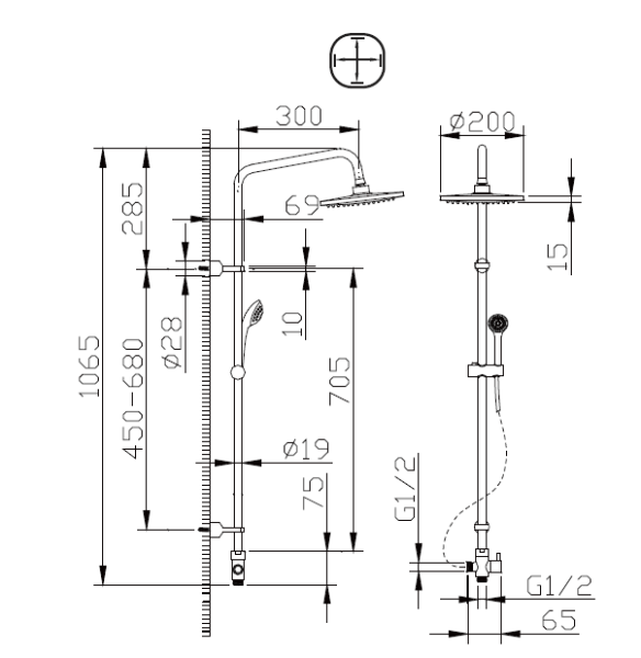 Душевая стойка без смесителя Bravat Fit R D283CP-2-RUS Душевая стойка без смесителя Bravat Fit R D283CP-2-RUS