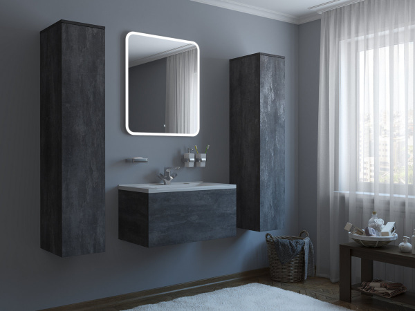 Тумба под раковину Какса-А Cristal 22 80 см 004831 подвесная серый графит