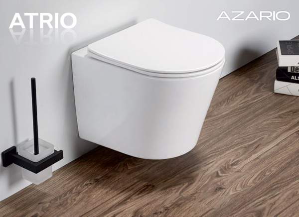 Унитаз подвесной Azario Atrio 490x365x360 безободковый с сиденьем микролифт белый AZ-2330 Унитаз подвесной Azario Atrio 490x365x360 безободковый с сиденьем микролифт белый AZ-2330