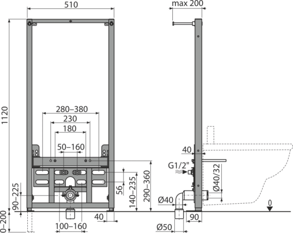 Исталляция Alcadrain A105/1120 для биде
