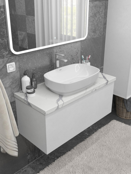 Столешница Какса-А 120 см 005401 для тумб и консолей белый мрамор