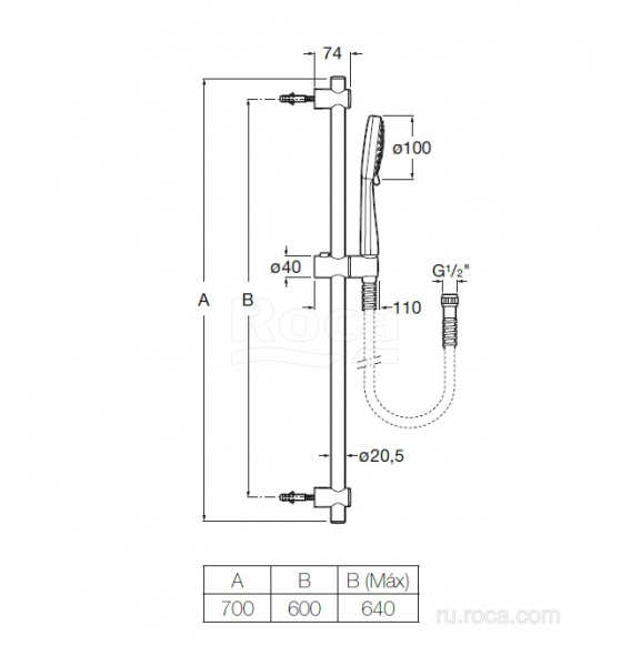 Душевой набор Roca Stella 100/3F 5B1D03C00 Душевой набор Roca Stella 100/3F 5B1D03C00