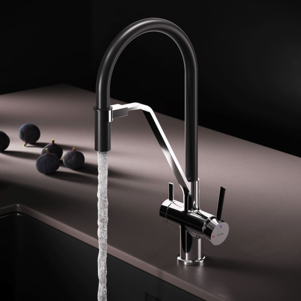 Смеситель для кухонной мойки Am.Pm Func с каналом для фильтра F8F07802 черный с хромом матовый