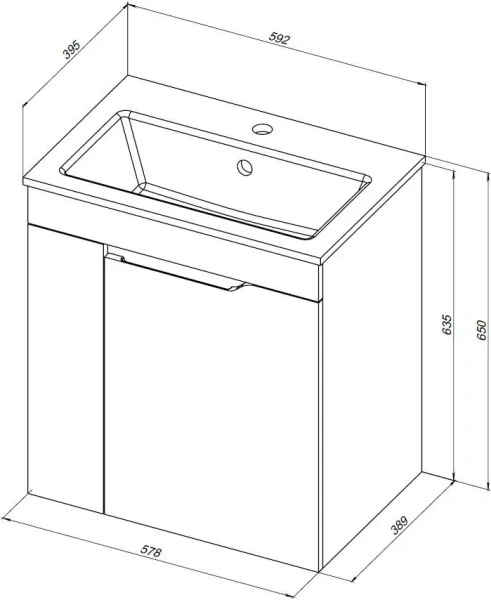 Тумба под раковину Aquanet Практика 60 см 00330453 подвесная белая матовая