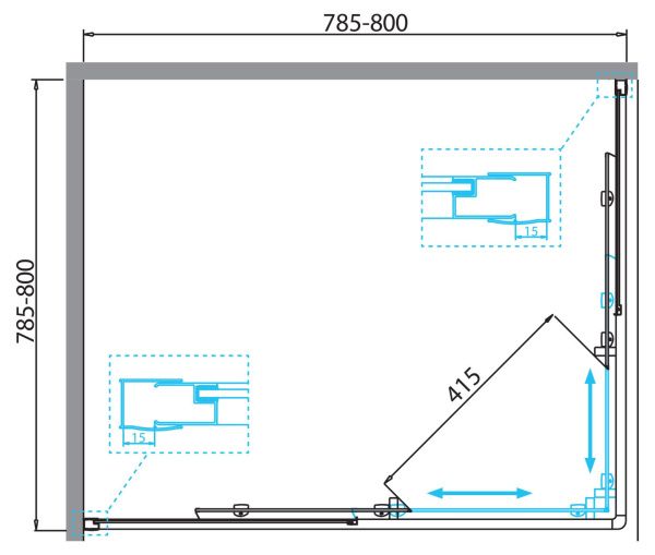 Душевой уголок 80x80 см BelBagno DUE Due-a-2-80-c-cr хром Душевой уголок 80x80 см BelBagno DUE Due-a-2-80-c-cr хром