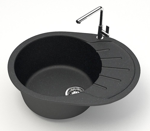 Кухонная мойка AZARIO Light 575х440х215 искусственный мрамор цвет Черный CS00079920 Кухонная мойка AZARIO Light 575х440х215 искусственный мрамор цвет Черный CS00079920