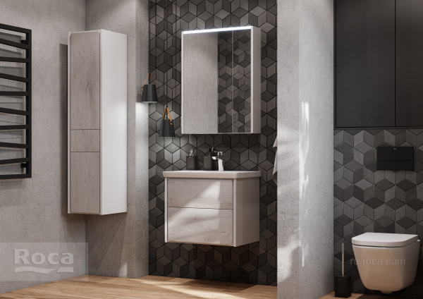 Зеркальный шкаф Roca Ronda 60 белый матовый/бетон ZRU9303007 Зеркальный шкаф Roca Ronda 60 белый матовый/бетон ZRU9303007