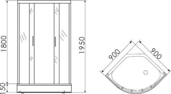 Душевой уголок Erlit ER0509-C3 90x90x195 Душевой уголок Erlit ER0509-C3 90x90x195
