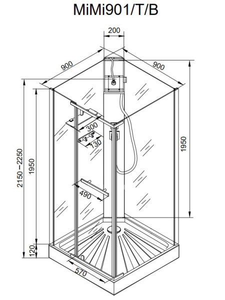 Душевая кабина Ceruttispa 90x225 MiMi90T профиль хром