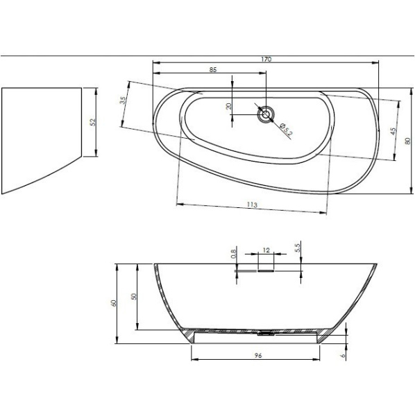 Ванна из искусственного камня Riho Granada 170x80 L B120001105