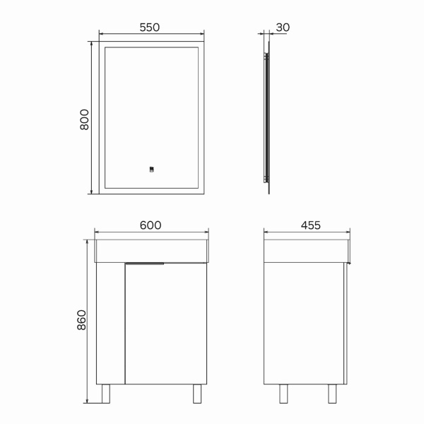 Тумба с раковиной Comforty Асти 60 см 00-00019248 подвесная белая
