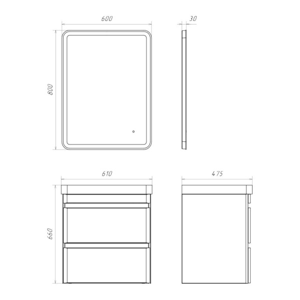 Тумба с раковиной Comforty Валдай 60 см 00-00020675 подвесная белая