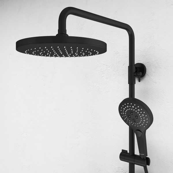 Душевой комплект Abelsberg Lineara с термостатом SNS52791MB вулканический черный матовый
