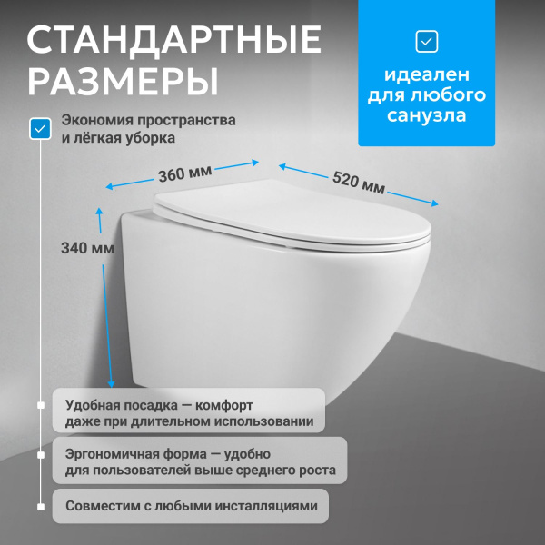 Унитаз Abber Bequem AC1100 подвесной с микролифтом