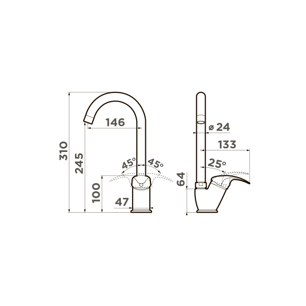 Смеситель для кухни Omoikiri Umi 4994262 античная латунь