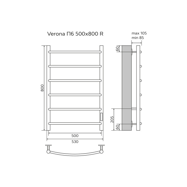 Полотенцесушитель электрический секций диммер справа 53,2x80 см Azario VERONA AZ04858B черный Полотенцесушитель электрический секций диммер справа 53,2x80 см Azario VERONA AZ04858B черный