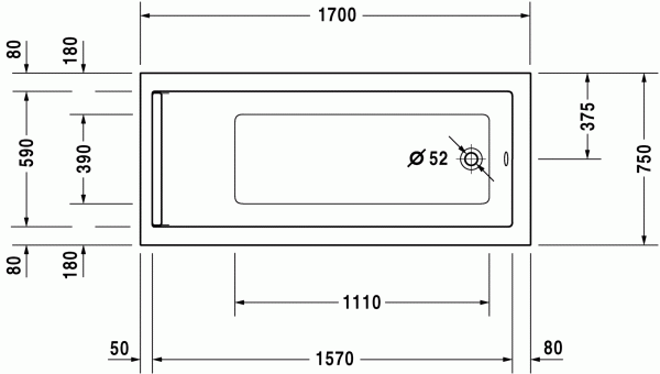 Ванна акриловая 170 x 75 DURAVIT STARCK NEW 700335000000000 Ванна акриловая 170 x 75 DURAVIT STARCK NEW 700335000000000