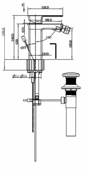 Смеситель для биде Bravat Phillis F356101C-ENG Смеситель для биде Bravat Phillis F356101C-ENG