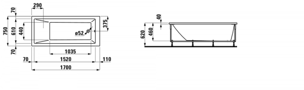 Акриловая ванна 170x75 Laufen Pro 2.3195.6.000.000.1 Акриловая ванна 170x75 Laufen Pro 2.3195.6.000.000.1