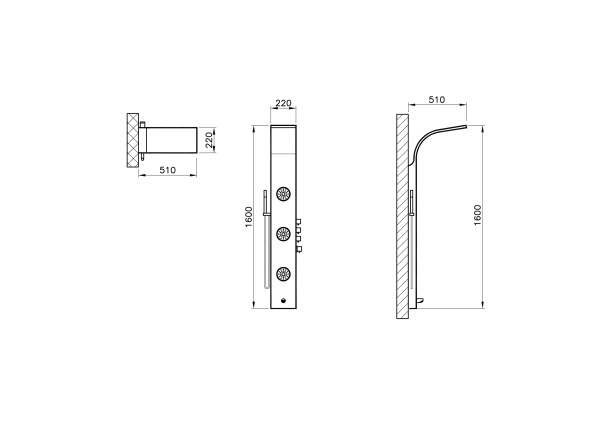 Душевая панель VitrA System-06 A45808 Душевая панель VitrA System-06 A45808