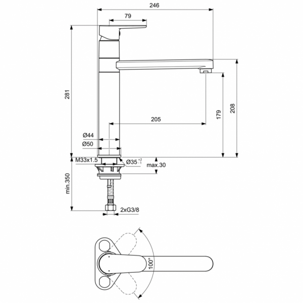 Смеситель для кухонной мойки Ideal Standard CERAFINE MODEL O BC501U4 Смеситель для кухонной мойки Ideal Standard CERAFINE MODEL O BC501U4