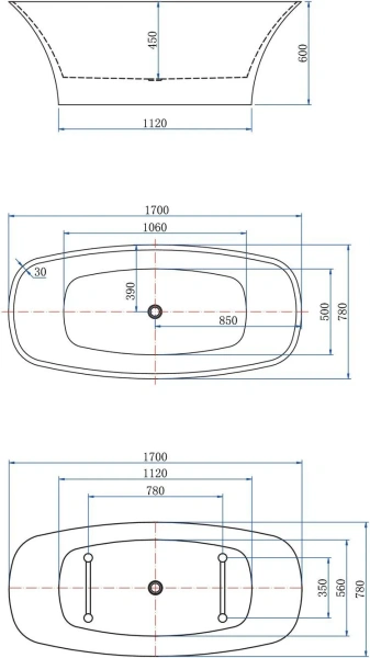 Акриловая ванна Aquanet Family 88778-GB 170x78 с панелью