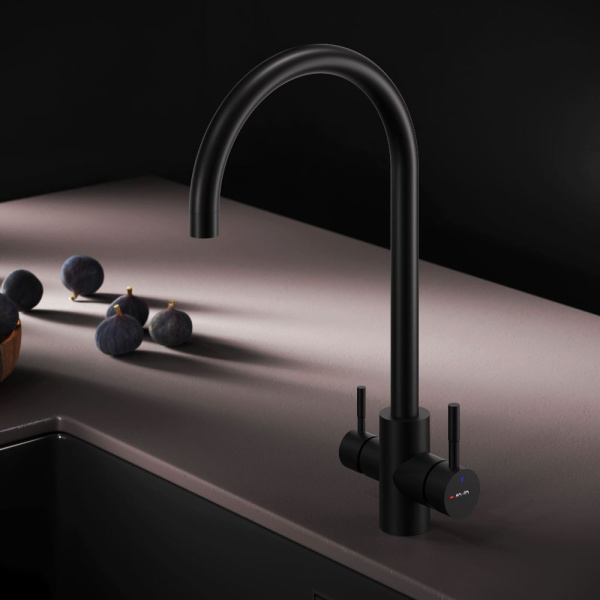 Смеситель для кухонной мойки Am.Pm X-Joy S с каналом для фильтра F85B07722 черный матовый