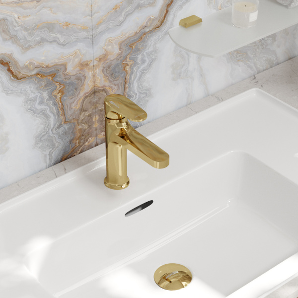 Смеситель для раковины WasserKRAFT Neckar 2103 золото глянцевый