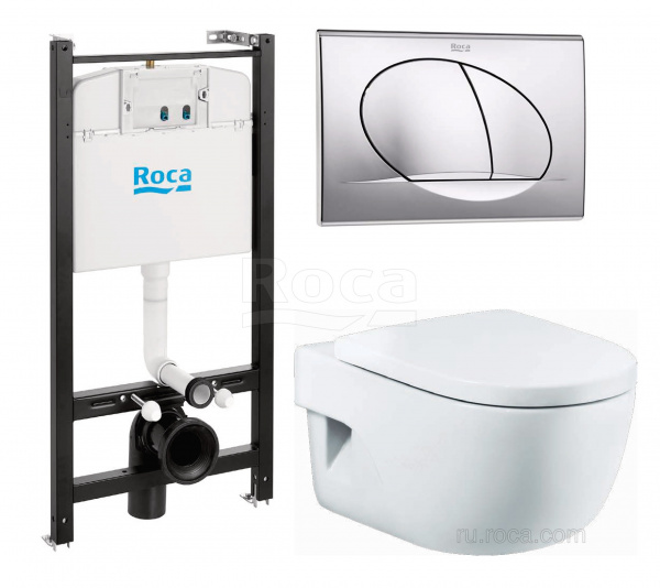 ПЭК Roca Meridian Pack 893104110 подвесной унитаз + инсталляция + кнопка + сиденье ПЭК Roca Meridian Pack 893104110 подвесной унитаз + инсталляция + кнопка + сиденье