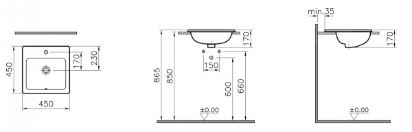 Раковина накладная 45 см Vitra S50 5463B003-0001 Раковина накладная 45 см Vitra S50 5463B003-0001