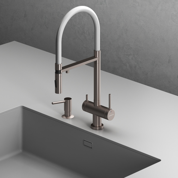 Смеситель для кухонной мойки Abelsberg Venta IXF73979BN титан брашированный