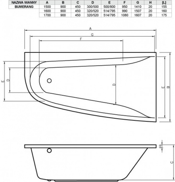 Ванна акриловая 150x90 Vayer Boomerang Гл000010851 Ванна акриловая 150x90 Vayer Boomerang Гл000010851