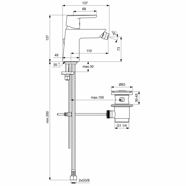 Смеситель для биде Ideal Standard VITO B0456AA Смеситель для биде Ideal Standard VITO B0456AA