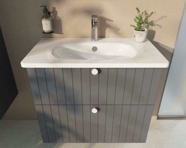 Модуль с круглой раковиной 47х60х67 см VitrA Root Groove 69417 матовый серый Модуль с круглой раковиной 47х60х67 см VitrA Root Groove 69417 матовый серый