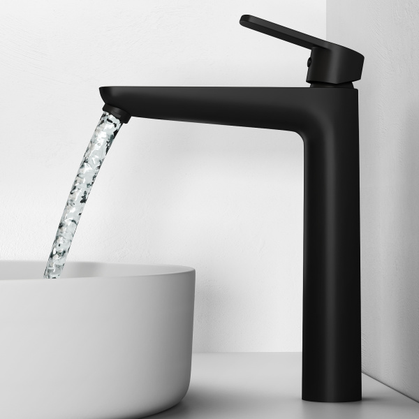 Смеситель для раковины Abelsberg Lineara UNF23509MB вулканический черный матовый