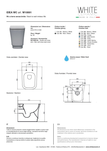 Безободковый унитаз  White Ceramic Idea W1000101 белый Безободковый унитаз  White Ceramic Idea W1000101 белый