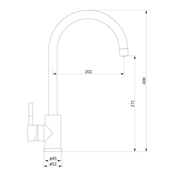 Смеситель для кухонной мойки Damixa Merkur с каналом для фильтра 400721400 никель матовый
