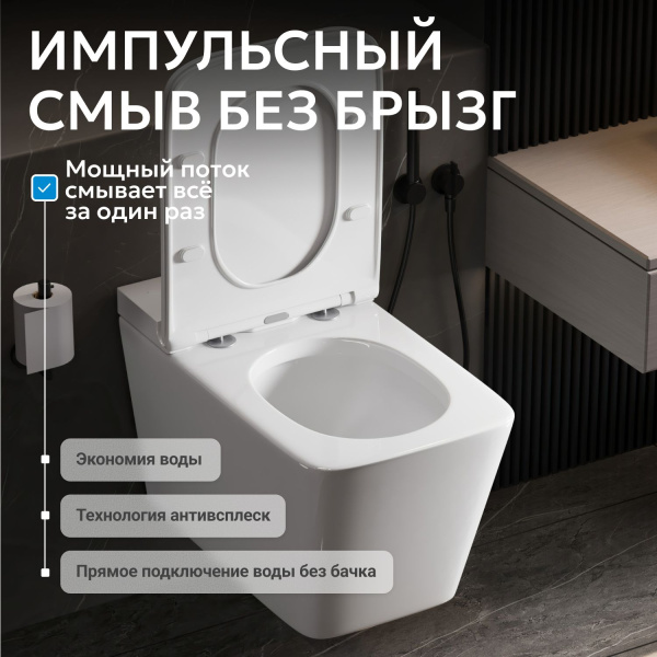 Унитаз Abber Rechteck AC1202P подвесной с микролифтом