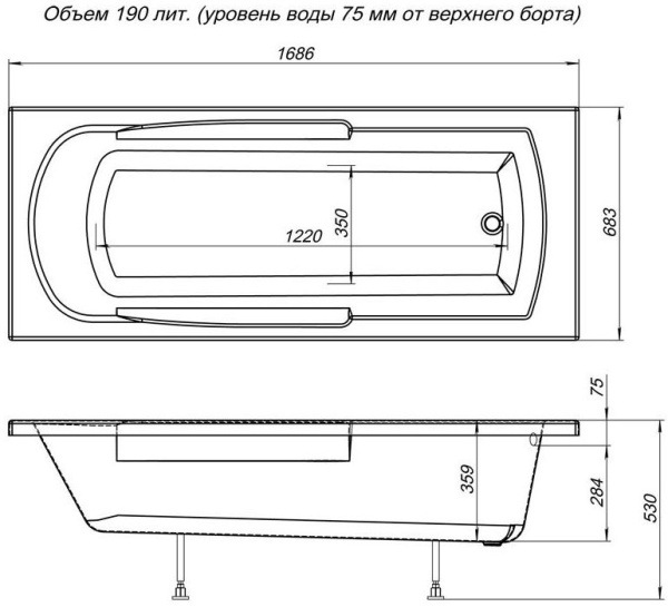 Акриловая ванна Aquanet Extra 170x70 00203931