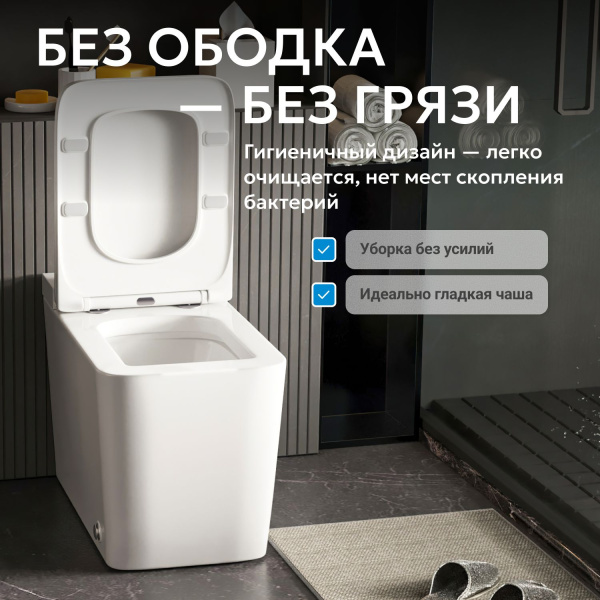 Унитаз Abber Rechteck AC1212P приставной с импульсным смывом с микролифтом