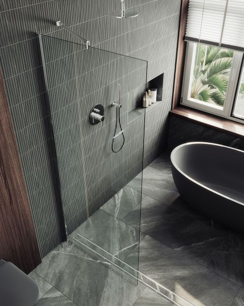 Душевая перегородка в широком профиле 79x195 см MaybahGlass  MGD-695-5ш стекло бесцветное Душевая перегородка в широком профиле 79x195 см MaybahGlass  MGD-695-5ш стекло бесцветное