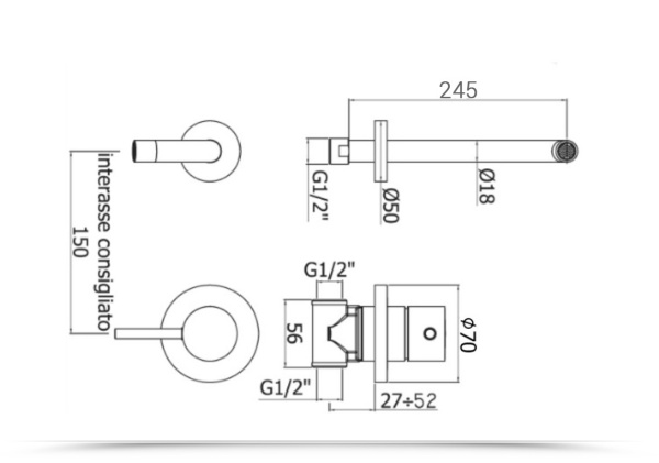 Смеситель для раковины Paffoni Light LIG007CR70 Смеситель для раковины Paffoni Light LIG007CR70